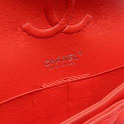 Pre Owned Chanel Matelasse W-Flap Shoulder Bag Leather Red