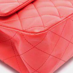 Pre Owned Chanel Matelasse W-Flap Shoulder Bag Leather Red