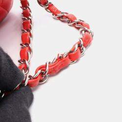 Pre Owned Chanel Matelasse W-Flap Shoulder Bag Leather Red