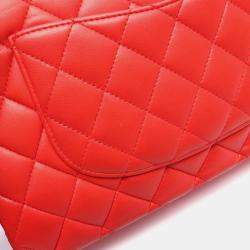 Pre Owned Chanel Matelasse W-Flap Shoulder Bag Leather Red