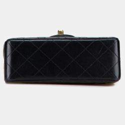 Pre Owned Chanel Mini Matelasse Coco Mark Chain Shoulder Bag In Black Lambskin