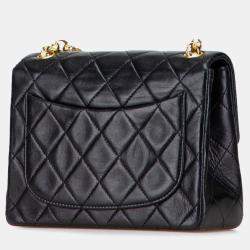Pre Owned Chanel Mini Matelasse Coco Mark Chain Shoulder Bag In Black Lambskin