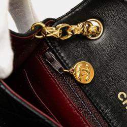 Pre Owned Chanel Mini Matelasse Coco Mark Chain Shoulder Bag In Black Lambskin