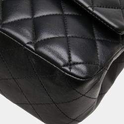 Pre Owned Chanel Matelasse 25 Double Flap Coco Mark Chain Shoulder Bag In Black Lambskin