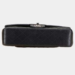 Pre Owned Chanel Matelasse 25 Double Flap Coco Mark Chain Shoulder Bag In Black Lambskin