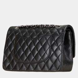 Pre Owned Chanel Matelasse 25 Double Flap Coco Mark Chain Shoulder Bag In Black Lambskin