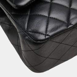 Pre Owned Chanel Matelasse 25 Double Flap Coco Mark Chain Shoulder Bag In Black Lambskin