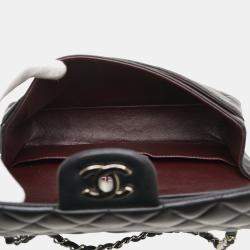 Pre Owned Chanel Matelasse 25 Double Flap Coco Mark Chain Shoulder Bag In Black Lambskin