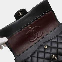 Pre Owned Chanel Matelasse 25 Double Flap Coco Mark Chain Shoulder Bag In Black Lambskin