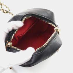 Pre Owned Chanel Matelasse Faux Pearl Shoulder Bag Lambskin Sheepskin Black