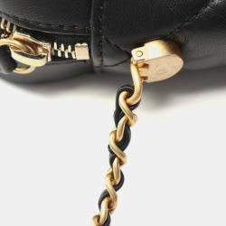 Pre Owned Chanel Matelasse Faux Pearl Shoulder Bag Lambskin Sheepskin Black