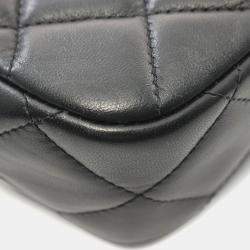Pre Owned Chanel Matelasse Faux Pearl Shoulder Bag Lambskin Sheepskin Black