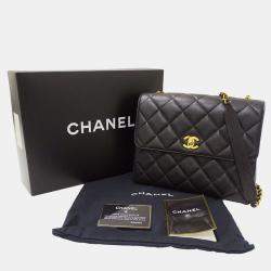 Pre Owned Chanel Bag Matelasse Caviar Skin Black Chain