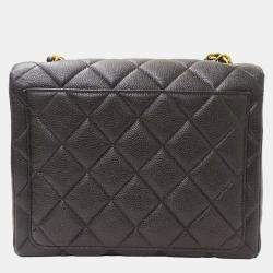 Pre Owned Chanel Bag Matelasse Caviar Skin Black Chain
