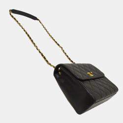 Pre Owned Chanel Bag Matelasse Caviar Skin Black Chain