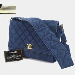 Pre Owned Chanel Matelasse Shoulder Bag In Denim Blue