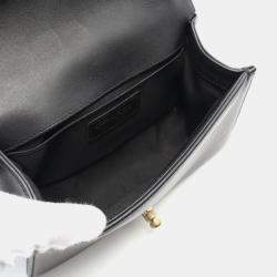 Pre Owned Chanel Boy Chanel Small Chevron V-Stitch Shoulder Bag In Lambskin Leather Black