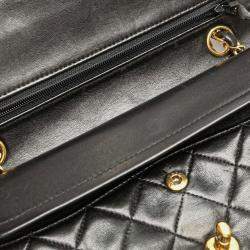 Pre Owned Chanel Matelasse 23 Coco Mark Double Flap Chain Shoulder Bag In Black Lambskin