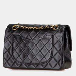 Pre Owned Chanel Matelasse 23 Coco Mark Double Flap Chain Shoulder Bag In Black Lambskin