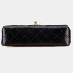 Pre Owned Chanel Matelasse 23 Coco Mark Double Flap Chain Shoulder Bag In Black Lambskin