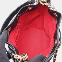 Pre Owned Chanel Matelasse Mini Bucket Shoulder Bag In Grained Calfskin Caviar Black