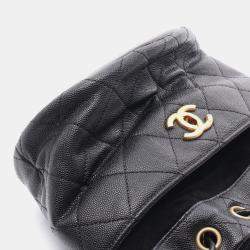 Pre Owned Chanel Matelasse Mini Bucket Shoulder Bag In Grained Calfskin Caviar Black