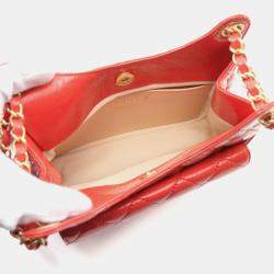 Pre Owned Chanel Matelasse Hobo Shoulder Bag Patent Leather Orange