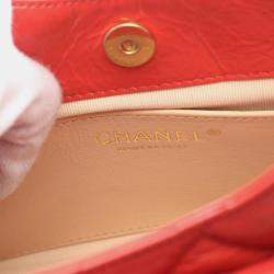 Pre Owned Chanel Matelasse Hobo Shoulder Bag Patent Leather Orange