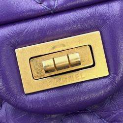 Pre Owned Chanel Chain Shoulder Bag Matelasse 2.55 Mini Aged Calfskin Leather