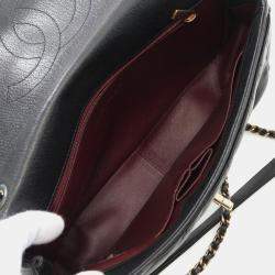 Pre Owned Chanel Coco Mark Quilted Flap Bag Shoulder Leather Black