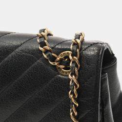 Pre Owned Chanel Coco Mark Quilted Flap Bag Shoulder Leather Black