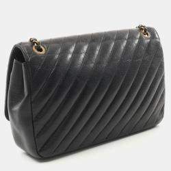 Pre Owned Chanel Coco Mark Quilted Flap Bag Shoulder Leather Black