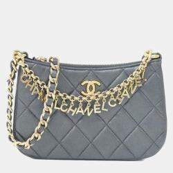 Pre Owned Chanel Chain Lambskin Leather Clutch