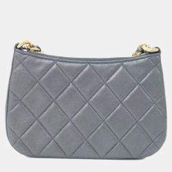 Pre Owned Chanel Chain Lambskin Leather Clutch