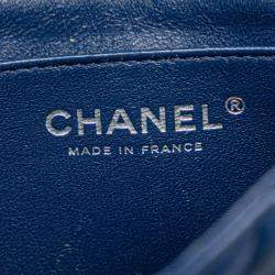 Pre Owned Chanel Mini Matelasse Coco Mark Chain Shoulder Bag In Blue Lambskin