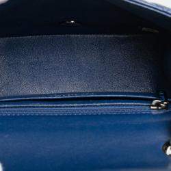 Pre Owned Chanel Mini Matelasse Coco Mark Chain Shoulder Bag In Blue Lambskin