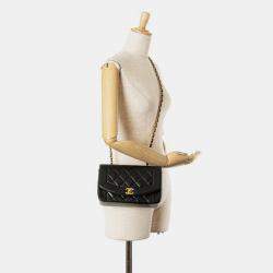 Pre Owned Chanel Matelasse Diana 22 Crossbody Chain Shoulder Bag Black Lambskin