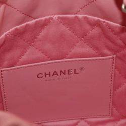 Pre Owned Chanel 22 Mini 2-Way Chain Hand/Shoulder Bag In Pink Calfskin
