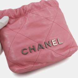Pre Owned Chanel 22 Mini 2-Way Chain Hand/Shoulder Bag In Pink Calfskin
