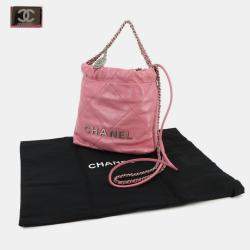 Pre Owned Chanel 22 Mini 2-Way Chain Hand/Shoulder Bag In Pink Calfskin