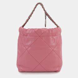 Pre Owned Chanel 22 Mini 2-Way Chain Hand/Shoulder Bag In Pink Calfskin