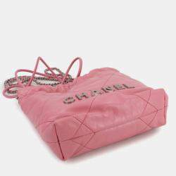 Pre Owned Chanel 22 Mini 2-Way Chain Hand/Shoulder Bag In Pink Calfskin