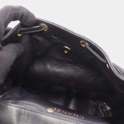 Pre Owned Chanel Matelasse Backpack Bag In Lambskin Leather Black