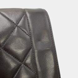 Pre Owned Chanel Chain Shoulder Bag Matelasse 25 Coco Mark Diana Lambskin Black