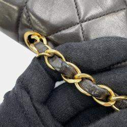 Pre Owned Chanel Chain Shoulder Bag Matelasse 25 Coco Mark Diana Lambskin Black