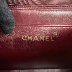 Pre Owned Chanel Chain Shoulder Bag Matelasse 25 Coco Mark Diana Lambskin Black