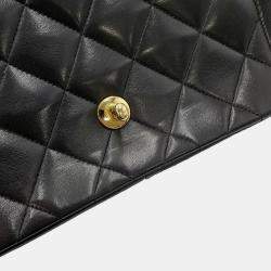 Pre Owned Chanel Chain Shoulder Bag Matelasse 25 Coco Mark Diana Lambskin Black