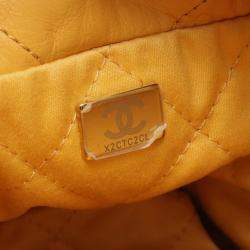Pre Owned Chanel 22 Mini Shoulder Bag In Lambskin Leather Yellow