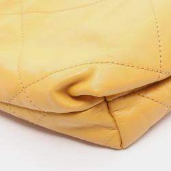 Pre Owned Chanel 22 Mini Shoulder Bag In Lambskin Leather Yellow