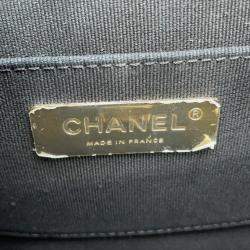 Pre Owned Chanel Chain Shoulder Bag Matelasse Coco Mark Vanity Lambskin Black